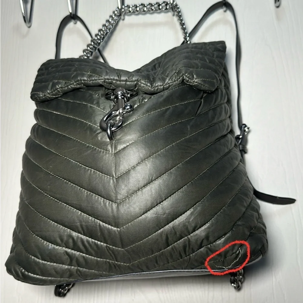 Rebecca Minkoff Edie Quilted Leather Backpack - Seaweed Green - Chain Detail